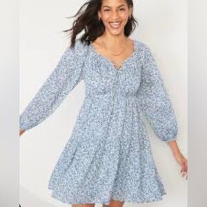 Old Navy Blue Floral Long Sleeve Dress